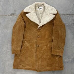 Vintage Lakeland Suede Sherpa Lined Jacket Mens 38 Tan Western Rancher Coat